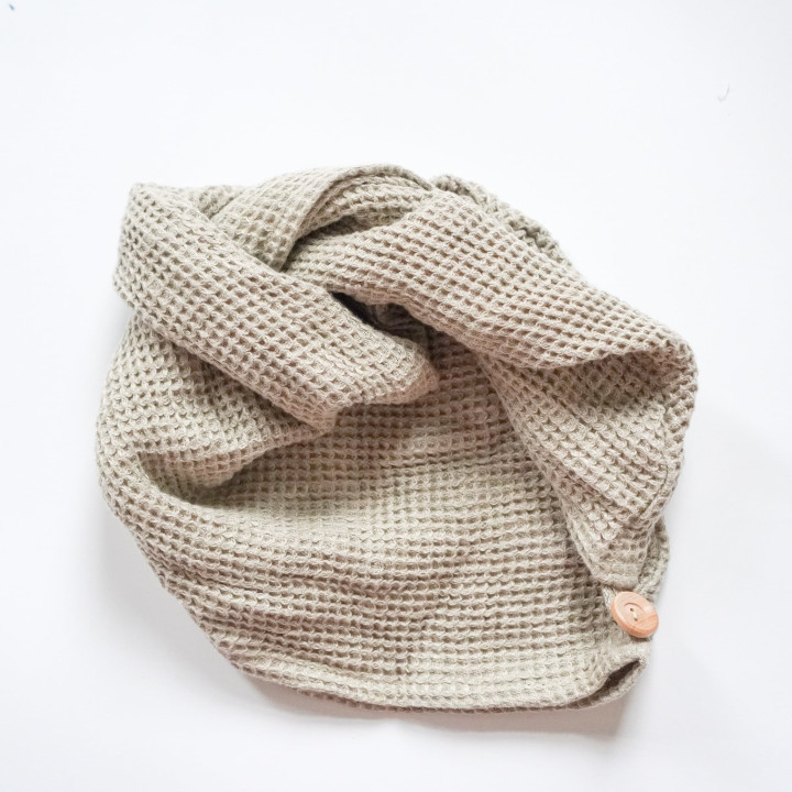 Lniany turban do włosów