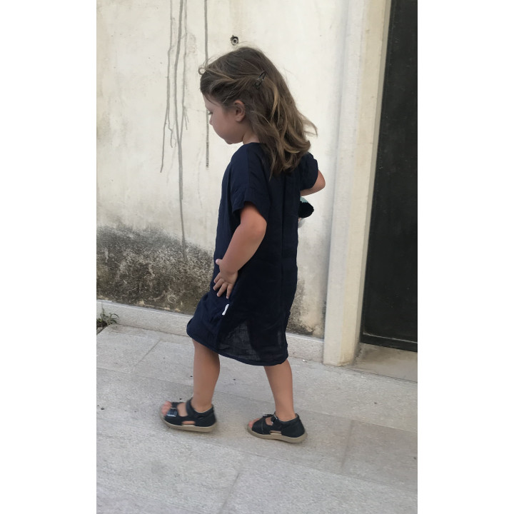 Kinder-Leinenkleid Liten Britta (tintenblau)