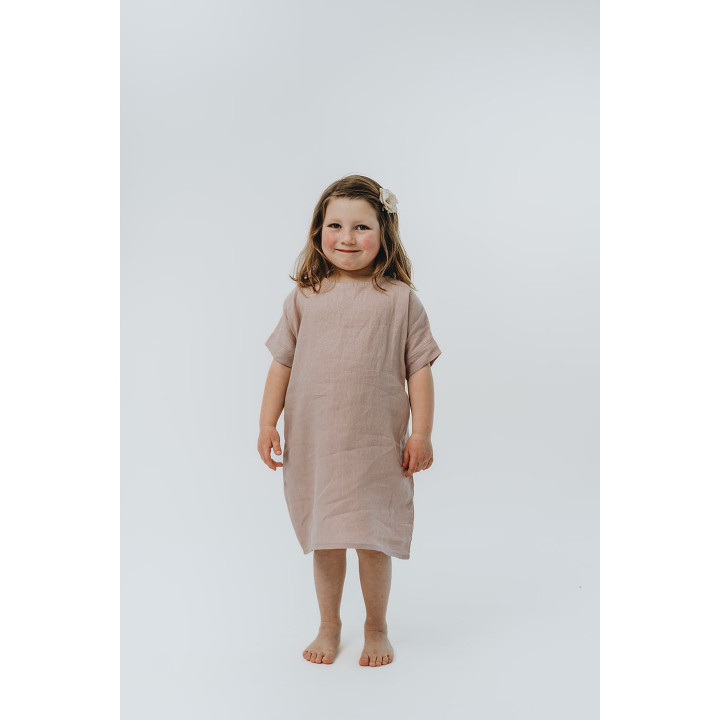 Kinder-Leinenkleid Liten Britta (puderrosa)