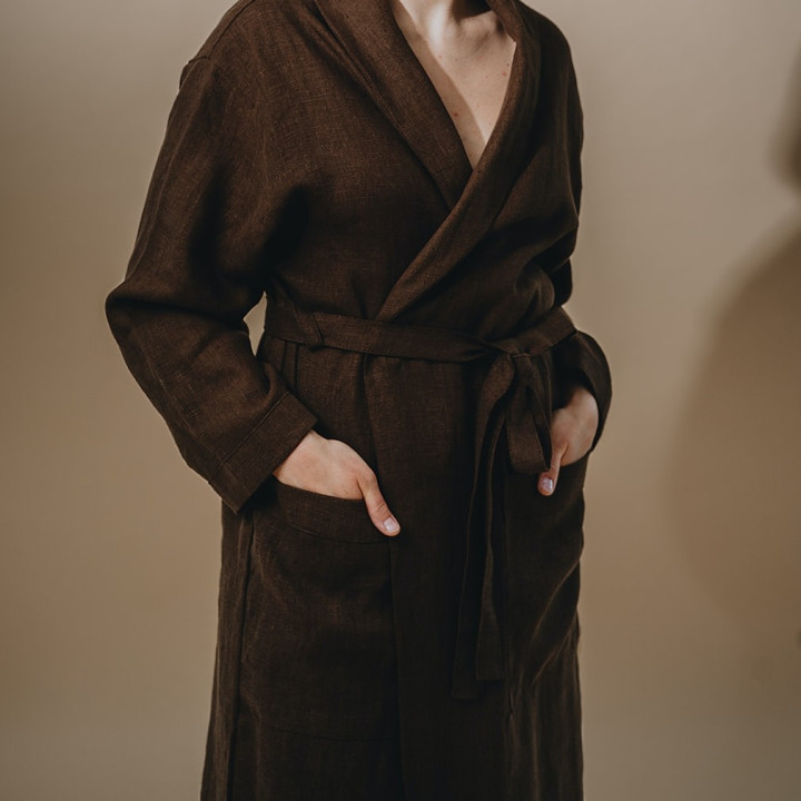 Weicher Leinenbademantel (Schokolade)