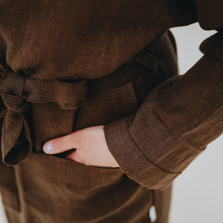 Weicher Leinenbademantel (Schokolade)