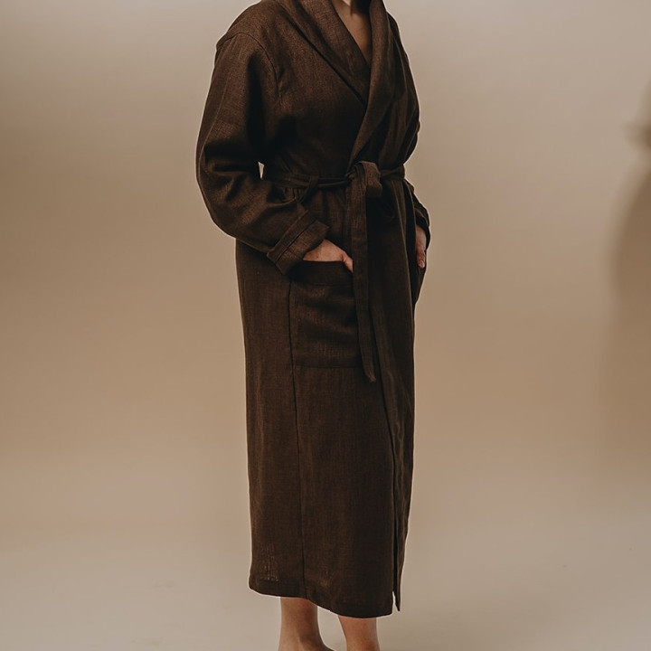 Weicher Leinenbademantel (Schokolade)