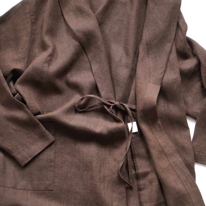 Weicher Leinenbademantel (Schokolade)