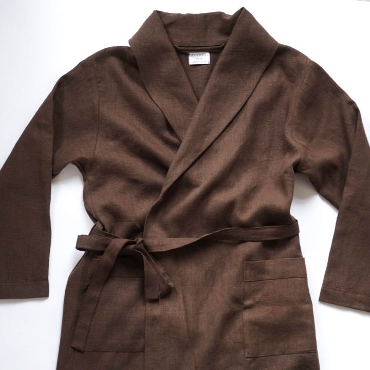 Weicher Leinenbademantel (Schokolade)