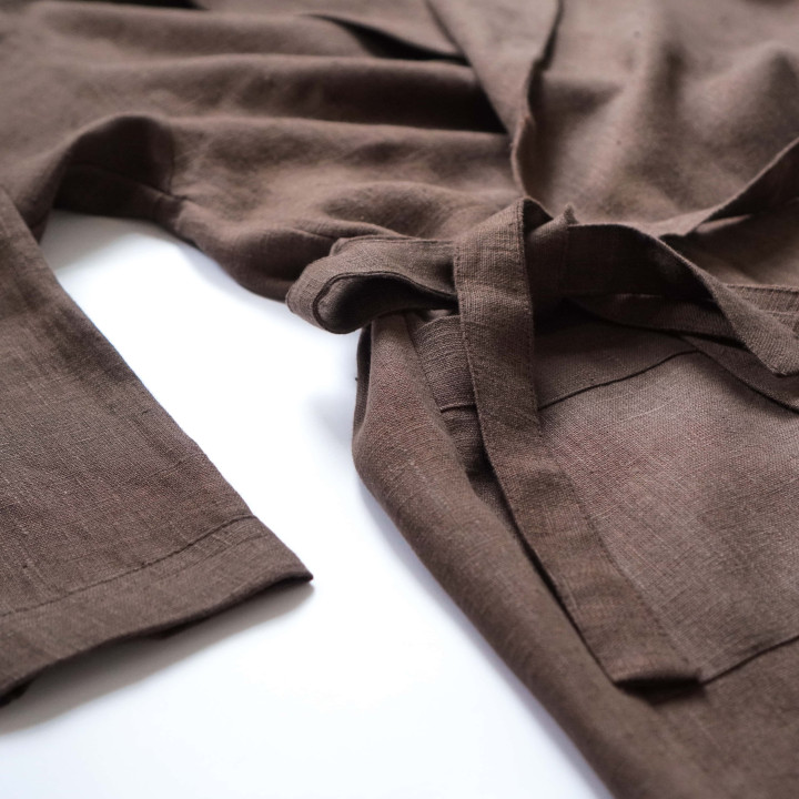 Weicher Leinenbademantel (Schokolade)