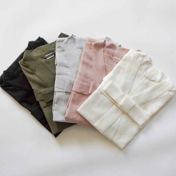 Leinenkimono Elfenbein – Elegantes, Natürliches Kimono aus 100 % Leinen