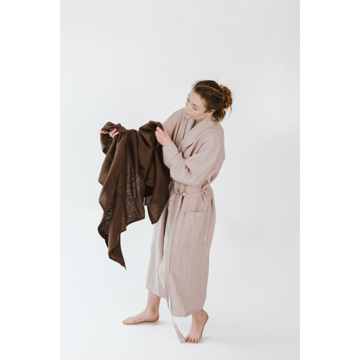 Leinen-Strandtuch Schokoladenbraun – Schnelltrocknend und Vielseitig