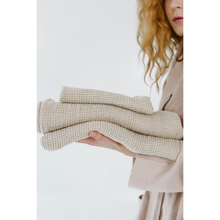 Lniany ręcznik waflowy