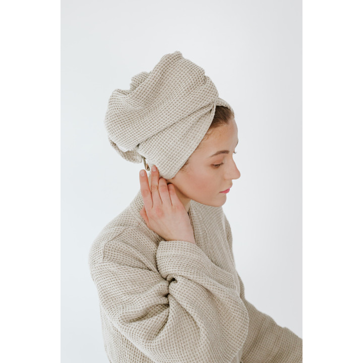 Lniany turban do włosów