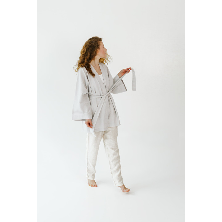 Lniane kimono (popielaty)