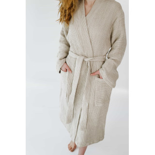 Lniany szlafrok waflowy (naturalny)
