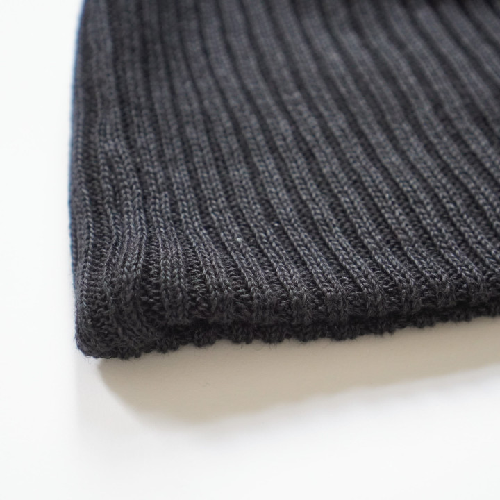 Leinen Beanie Mütze (schwarz)