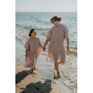 Lniane ponczo plażowe (pudrowy róż) rozmiar REGULAR