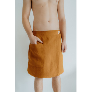 Spa-Kilt Herren aus Leinen in Zimt | Sauna & Dampfbad | Lennea