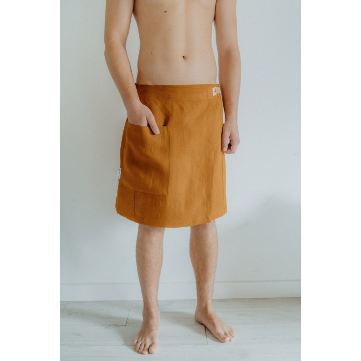 Spa-Kilt Herren aus Leinen in Zimt | Sauna & Dampfbad | Lennea