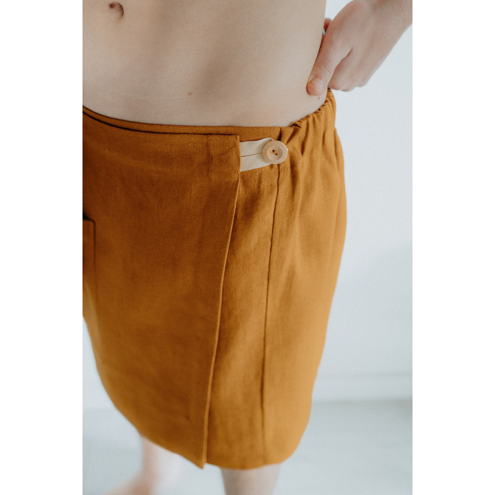 Spa-Kilt Herren aus Leinen in Zimt | Sauna & Dampfbad | Lennea