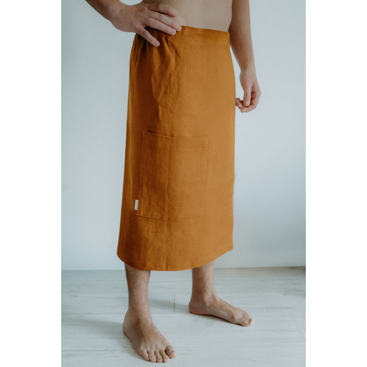 Spa-Kilt Herren aus Leinen in Zimt | Sauna & Dampfbad | Lennea