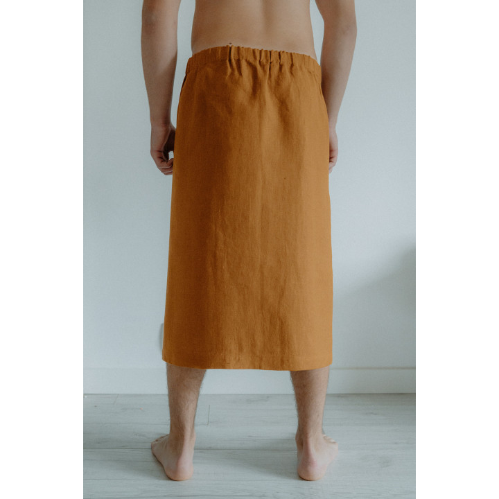 Spa-Kilt Herren aus Leinen in Zimt | Sauna & Dampfbad | Lennea