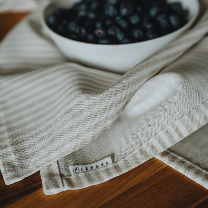 Leinen-Tuch (naturfarbene Streifen)