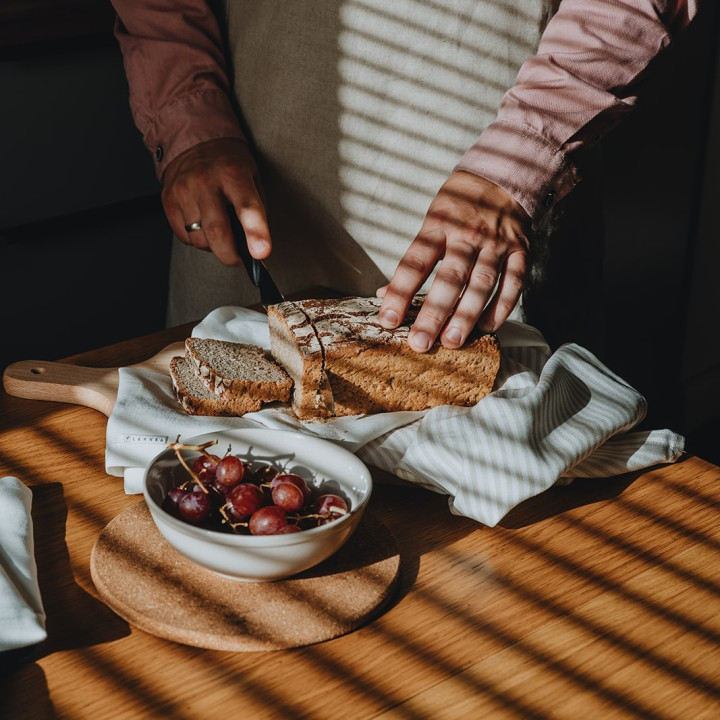 Leinen-Tuch (naturfarbene Streifen)