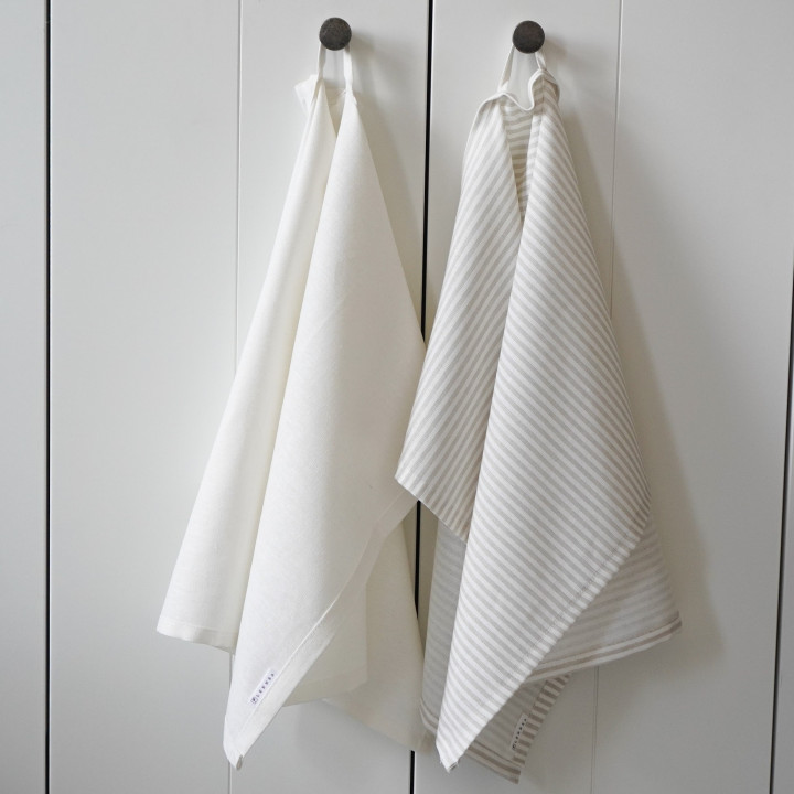 Leinen-Tuch (naturfarbene Streifen)