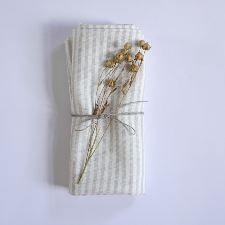 Leinen-Tuch (naturfarbene Streifen)