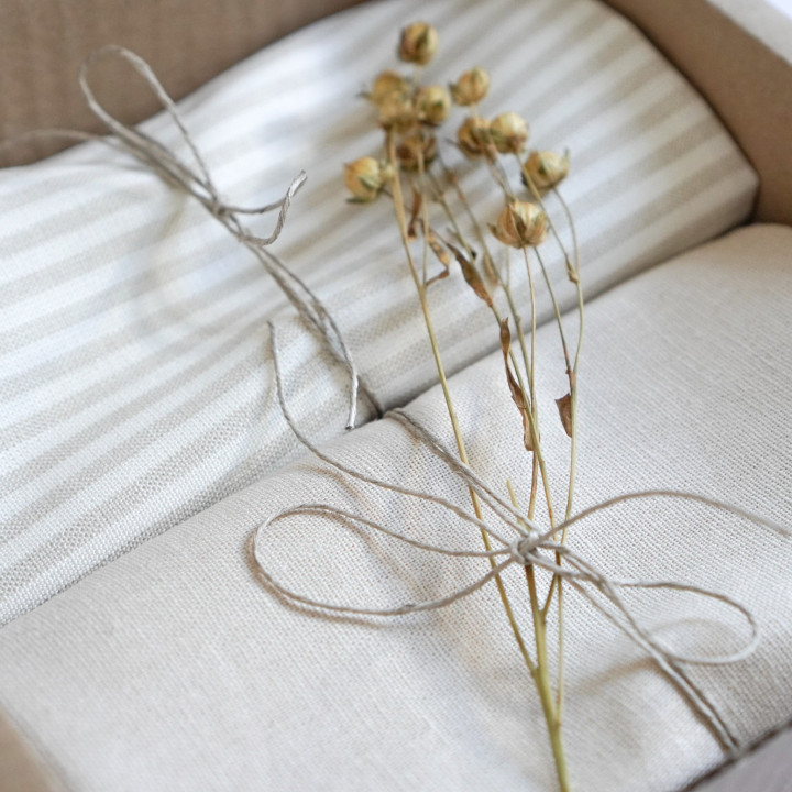 Leinen-Tuch (naturfarbene Streifen)