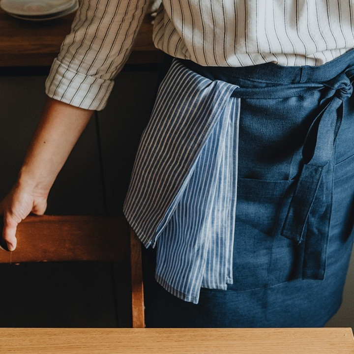 Leinen-Tuch (blaue Streifen)