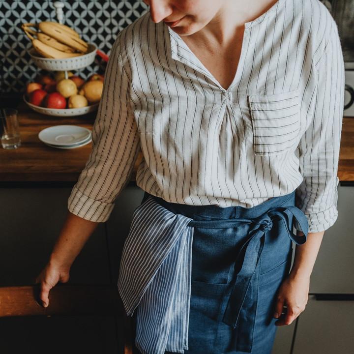 Leinen-Tuch (blaue Streifen)