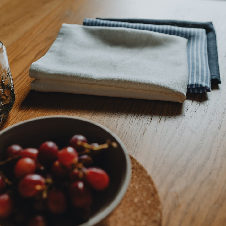 Leinen-Tuch (blaue Streifen)