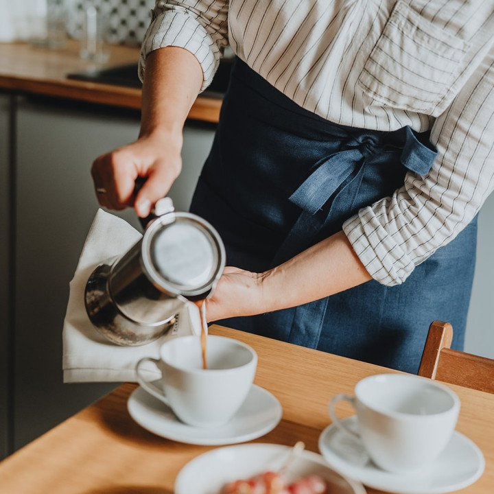Schürze mit Bindeband  (Indigo)