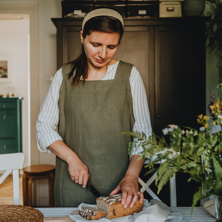 Japanische Schürze Madika (olivgrün)