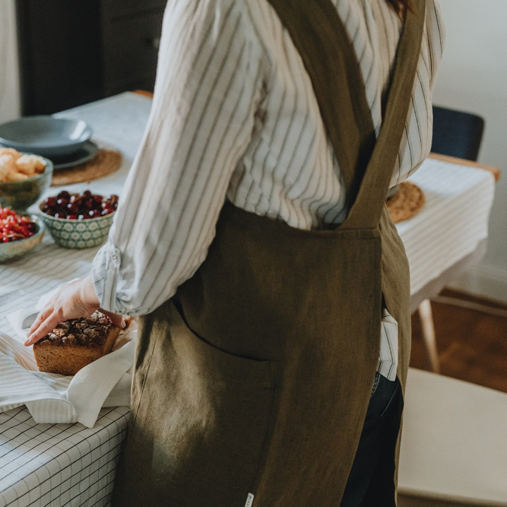 Japanische Schürze Madika (olivgrün)