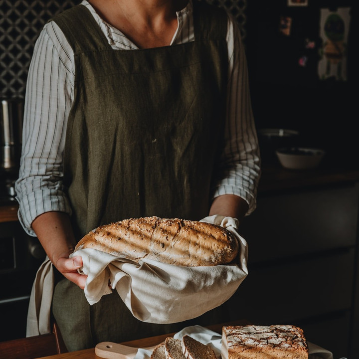 Japanische Schürze Madika (olivgrün)