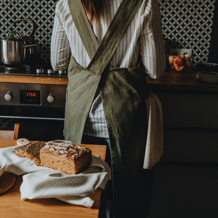 Japanische Schürze Madika (olivgrün)