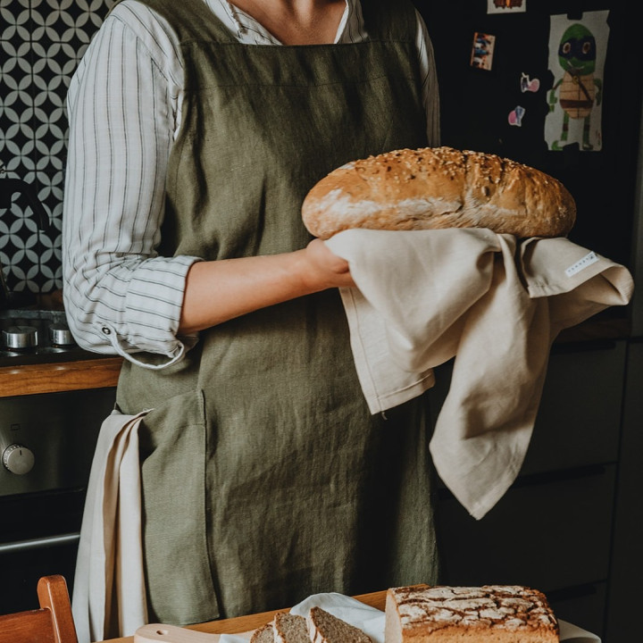Japanische Schürze Madika (olivgrün)